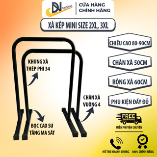 Xà kép mini, Parallettes cao size XXL-XXXL (Cao 80-90cm) chính hãng Đại Nhân, làm bằng thép, sơn tĩnh điện