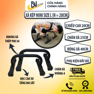 Dụng cụ hít đất, xà kép mini, dụng cụ chống đẩy, Parallettes size L (Cao 20cm) Đại Nhân, làm bằng thép, sơn tĩnh điện