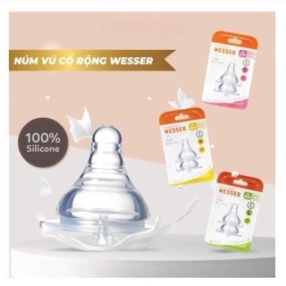 Núm Ty Wesser Cổ Rộng Siêu Mềm Có Van Thông Hơi Đủ Size S,M,L