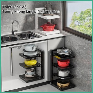 Pan Rack Bếp Rack Lưu trữ dưới rãnh 3-4 tầng điều chỉnh nhà bếp tổ chức Rack Tủ Rack Tủ Rack đa