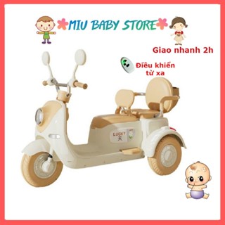 Xe máy điện xe vespa đôi cho bé xe vespa có điều khiển từ xa có 2 chỗ ngồi hàng 2 động cơ có kèm sạc