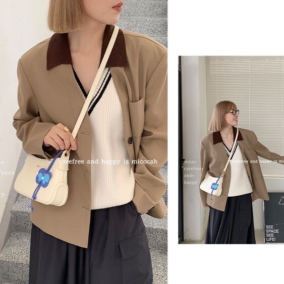 Túi MICOCAH CHÍNH HÃNG kèm charm bản chuẩn 2 dây, form đứng, túi xách, túi đeo chéo MSP: 732