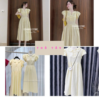 Váy maxi tơ óng cổ sen tay bèo