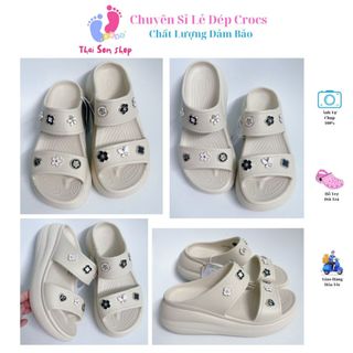 [ Tặng 10 Sticker ] Dép Crocs đế cao 7 phân Hai quai Cho nữ Sục Crocs Classic Cho bé trai bé gái trẻ em Hàng suất khẩu