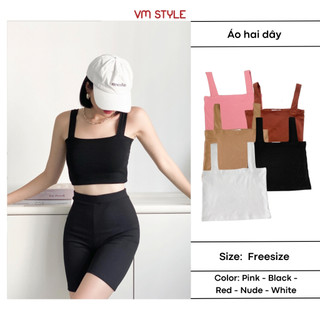 Áo thun 2 dây nữ VMSTYLE croptop form ôm dây bản to trơn nhiều màu basic thời trang đi chơi ATU00358