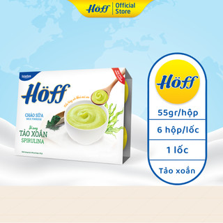 Cháo sữa tảo xoắn spirulina Hoff ăn dặm bổ sung chất xơ cải thiện hệ tiêu hóa hỗ trợ tăng chiều cao, 1 lốc (6 hộp x 55g)