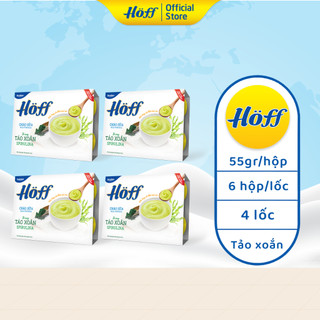 Combo 4 Cháo sữa tảo xoắn spirulina Hoff ăn dặm bổ sung chất xơ cải thiện hệ tiêu hóa, 4 lốc ( 24hộp x 55g)