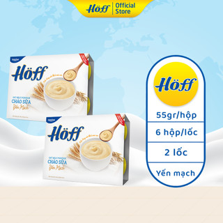 Combo 2 Cháo sữa yến mạch Hoff ăn dặm bổ sung chất xơ cải thiện hệ tiêu hóa, 2 lốc (12 hộp x 55g)