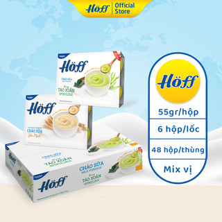 Combo 8 Cháo sữa Hoff ăn dặm bổ sung chất xơ cải thiện hệ tiêu hóa hỗ trợ tăng chiều cao, 8 lốc (48 hộp x 55g)