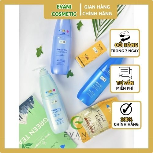 Cặp Dầu Gội Xả Meiki Max Green tea Trà Xanh Phục hồi Mềm Mượt 780ml Cao Cấp | Chính hãng EVANI