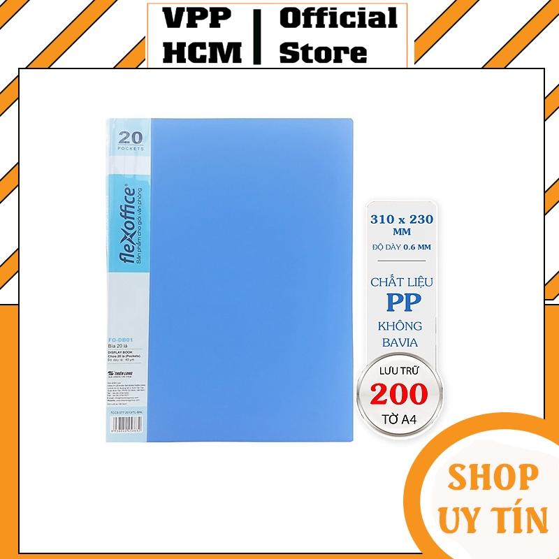 [ Hỏa Tốc] Bìa 20 lá A4 Thiên Long Flexoffice FO - DB01 Giúp Lưu trữ được 200 tờ A4