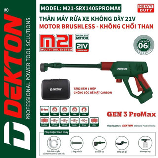 Máy Rửa Xe Pin Dekton M21-SRX1405PROMAX GEN 3 450W 55Bar BrussLess 2024 Siêu Mạnh Chưa Pin Sạc New 100%