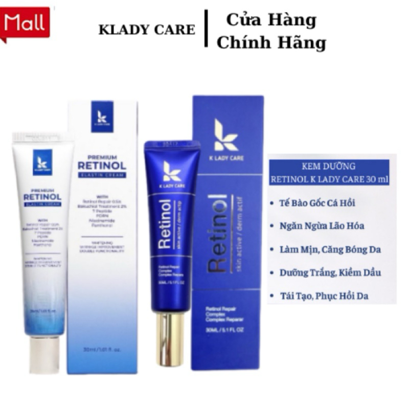 Kem Retinol k lady care,Kem Dưỡng K Lady Care 0.5% Retinol 30ml Premium Retinol Elastin Cream,tái tạo trẻ hóa da