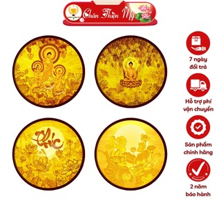 Đèn thờ hào quang phật tranh trúc chỉ tròn chân thiện mỹ, trang trí bàn thờ, hào quang trúc chỉ mandala ctc-hq-05