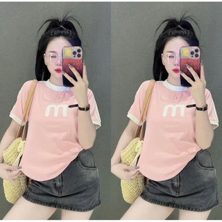 Áo Phông 3158 chất cotton khô in nổi chữ (M - Sọc tay trắng đen) form rộng Top cổ tròn