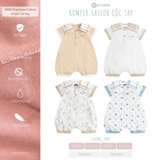 Le Coon - Bộ romper sailor cộc tay cho bé trai bé gái chất vài cool thoáng mát LC10135
