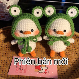 Móc khoá len / Vịt đội mũ ếch / Vịt đội nón