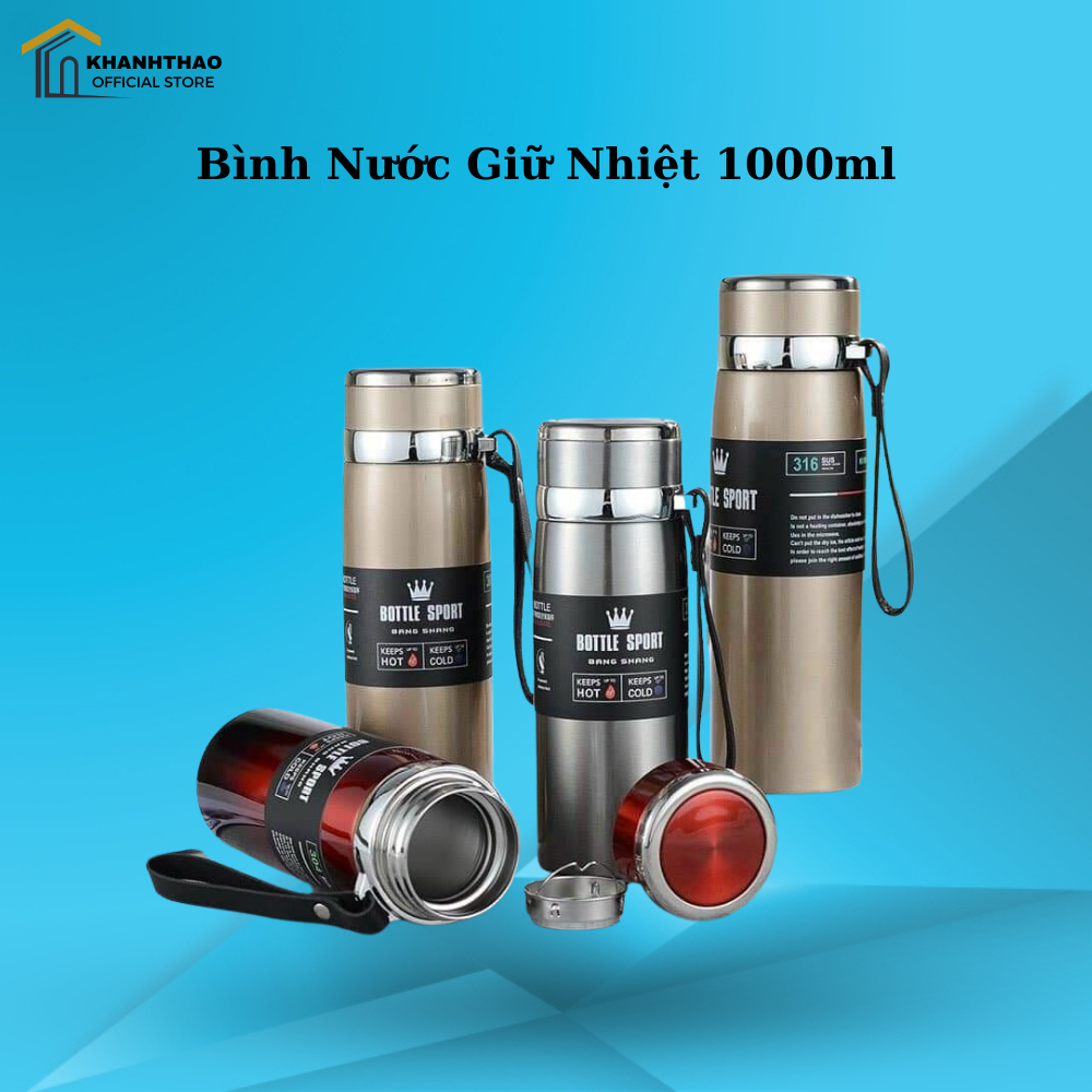 Bình giữ nhiệt, ly nước giữ nhiệt Inox 800ml, 1000ml  có lưới lọc trà,  inox 304 thép không gỉ cao cấp giưc nhiệt tốt