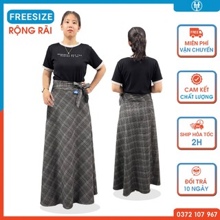 Váy chống nắng xòe cột dây Freesize rộng rãi (Bầu mặc được) vải kaki mềm mát KHTXOE01 H&T FASHION