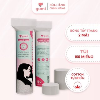 Bông tẩy trang GUMI 150 miếng 100% cotton tự nhiên mềm mịn