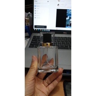 Chai 50ml chiết nước hoa thân vuông nắp đen - chai rỗng