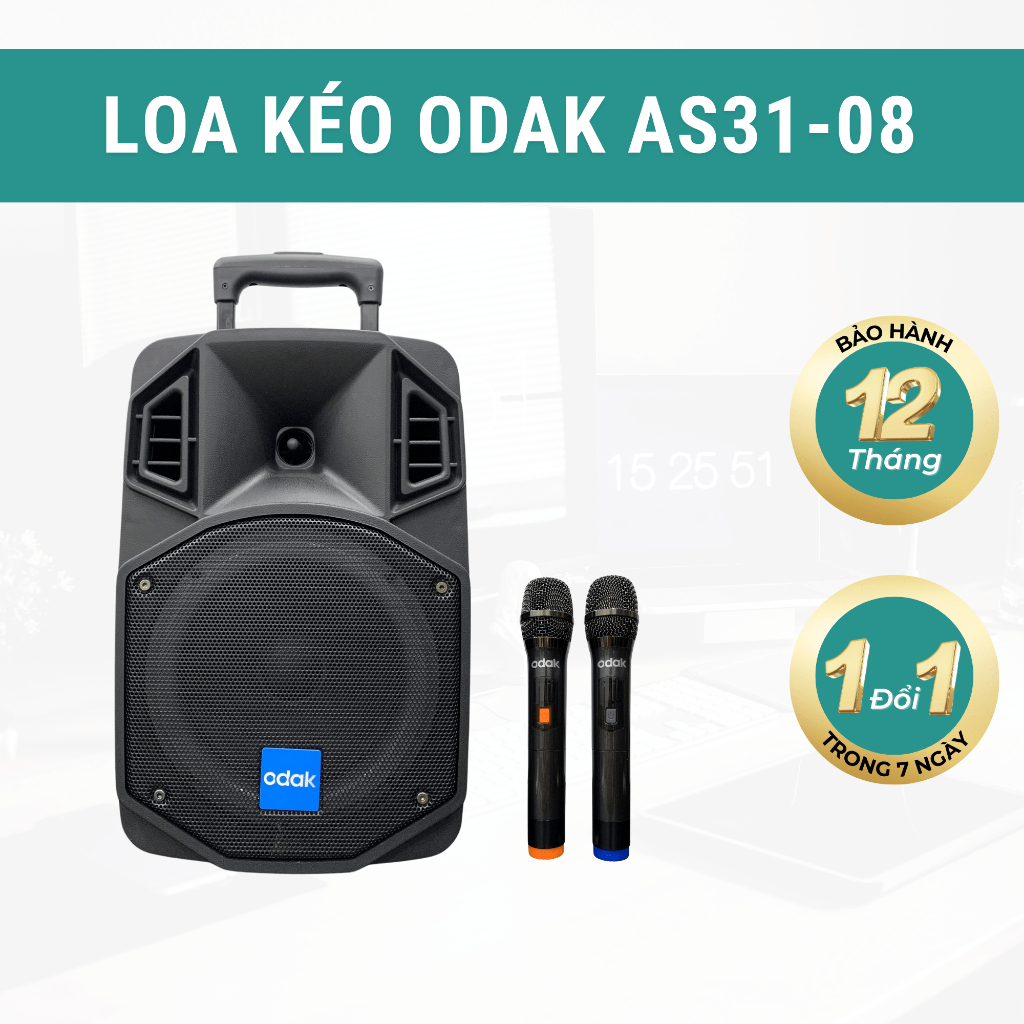 Loa Kéo Karaoke ODAK AS31-08 Bass 20 Công Suất 200W Tặng Kèm 2 Micro Chất Lượng Cao Hát Siêu Hay