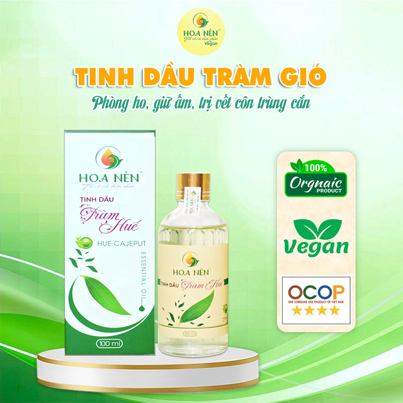 Tinh Dầu Tràm Nguyên Chất Hoa Nén 100ml - Tinh dầu tràm giúp giữ ấm, xông phòng hiệu quả