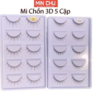 Mi chồn 3d 5 cặp 3dt12 , mi chồn 3d03 mi tự nhiên , makeup tiệc hay kỷ yếu