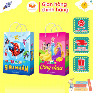 Sách - Bộ tập tô màu siêu nhân, tô màu công chúa cho bé 6 cuốn
