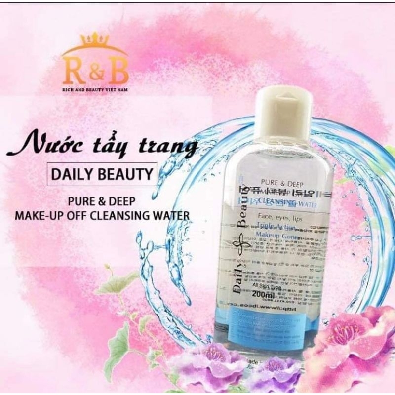 Nước tẩy trang R&amp;B Daily Beauty Pure &amp; Deep Make-up Off Cleansing Water Hàn Quốc.