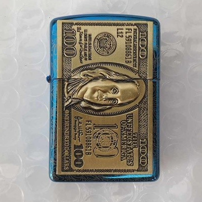 Emblem hình dán bật lửa Zippo 100 đô la