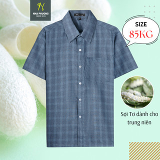 Áo sơ mi nam trung niên vải đũi mềm siêu mát Thái Khang loại áo sơ mi nam ngắn tay form rộng ADUI14