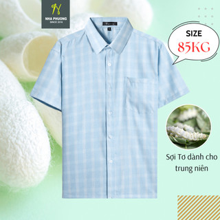 Áo sơ mi đũi nam tay ngắn trung niên caro SIÊU MÁT loại áo sơ mi nam form rộng trung niên ADUI14