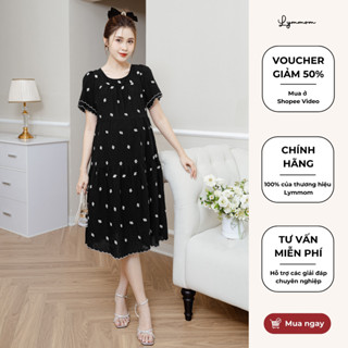 Váy đầm bầu tay ngắn chất liệu tơ thêu hoa Hàn thoáng mát thiết kế dáng babydoll sang chảnh LYMMOM VB064