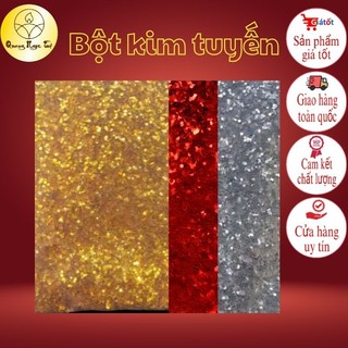 Kim tuyến bột màu vàng, đỏ, trắng nhuyễn lấp lánh.