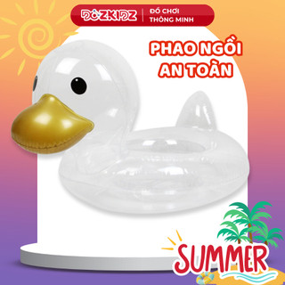 Phao bơi cho bé, phao ngồi an toàn hình vịt trong suốt, đồ chơi dưới nước cho trẻ từ 2 tuổi trở lên - DOZKIDZ