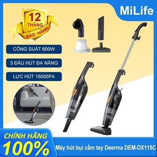 Máy hút bụi cầm tay gia đình Deerma DX115C đa năng với công suất 600w, lực hút 15000pa - Bảo hành 12 tháng
