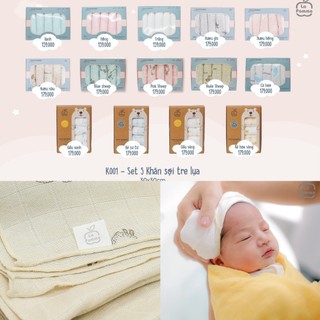 La pomme set 5 khăn sữa 30x30, set 2 khăn tắm 75x75 sợi tre lụa cao cấp mềm mịn thoáng mát thấm hút tốt cho bé đa năng