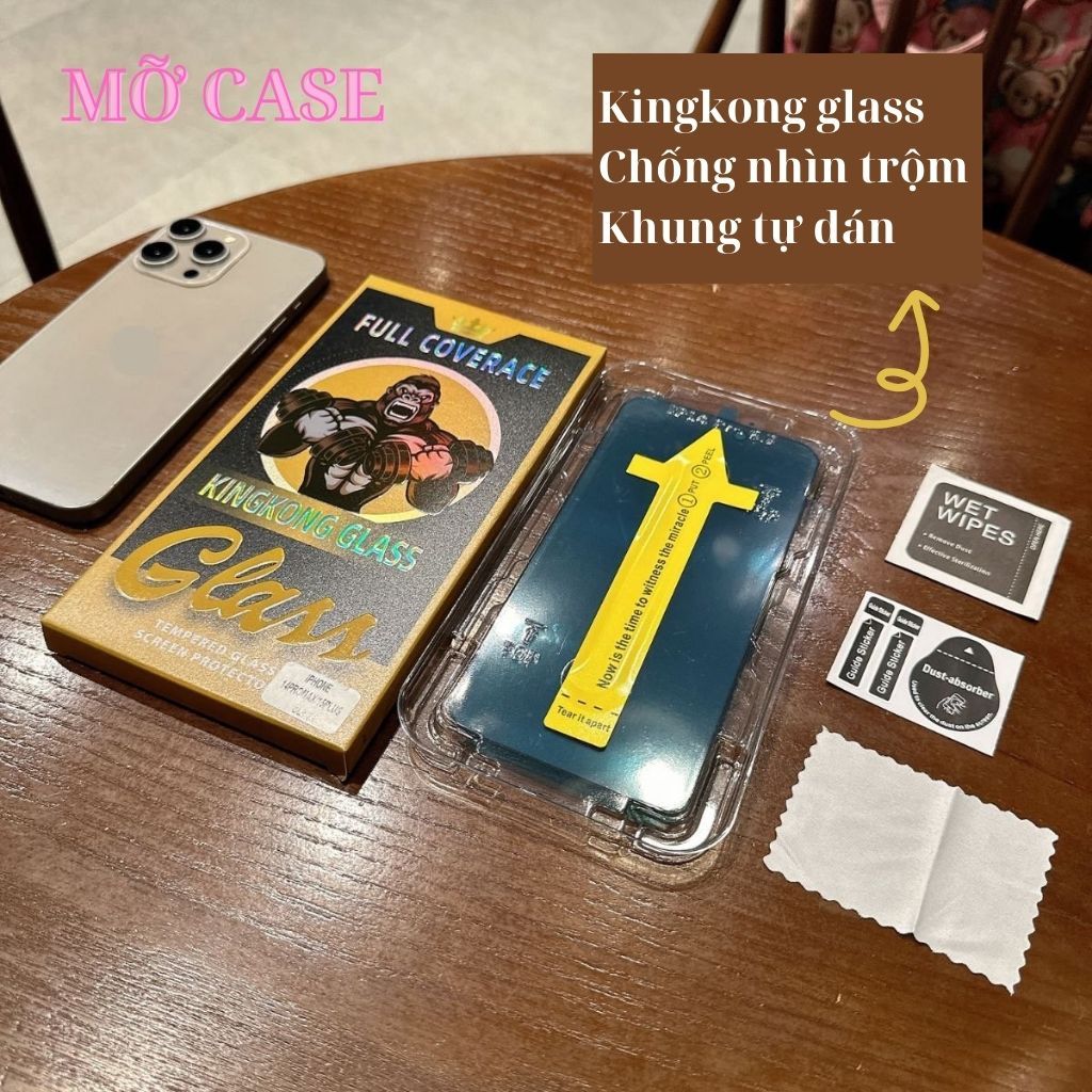 Kính cường lực iphone tự dán KINGKONG GLASS chống nhìn trộm