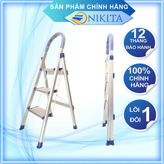 Thang ghế có tay vịn nhôm DL03, xếp gọn siêu mỏng 8cm, Hàng chính hãng NIKITA - [Bảo hành 12T]