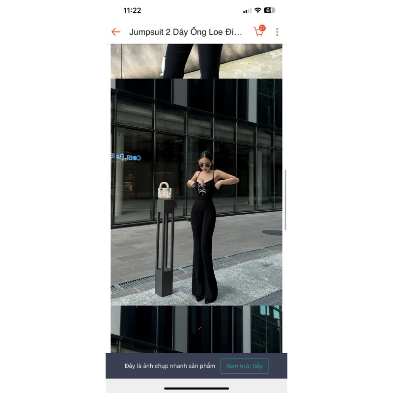 [Thanh lý] Jumpsuit 2 Dây Ống Loe Đính Nơ Bling LSEOUL Sang Trọng Quyến Rũ