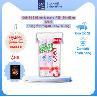 Combo 2 Bông tẩy trang Ipek siêu mềm mịn 150 miếng+ Bông tẩy trang Olea 120+20 miếng + 1 mặt nạ Sambijo dưỡng da