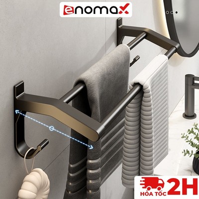 Thanh treo khăn nhà tắm Enomax đa năng dán tường, chất liệu nhôm hàng không cao cấp chống gỉ, Bảo hành 10 năm (Eno 0135)