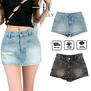 Quần chân váy jean bò nữ dáng chữ A cạp cao form ngắn ôm mông phong cách hiện đại Avocado