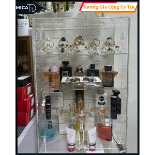 Kệ Acrylic trong suốt để bàn đựng nước hoa , mỹ phẩm- 4 tầng size ( 40x15x60) - Hàng tự ráp