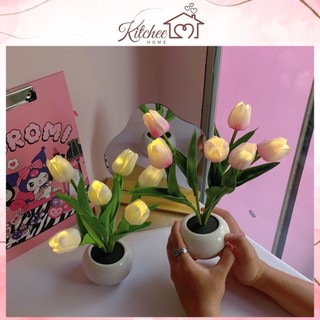 Đèn Ngủ Để Bàn, Đèn Decor Hình Hoa Tulip Phù Hợp Trang Trí Phòng Ngủ