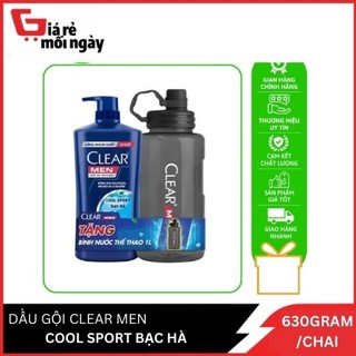Dầu gội clear men sạch gàu cool sport bạc hà chai 630gr tặng bình nước thể thao 1l