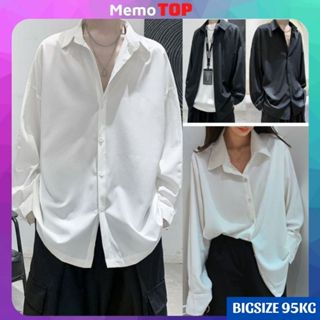 Áo sơ mi trắng Bigsize đến 95kg tay dài nam nữ form rộng unisex đi học oversize hàn quốc xanh đỏ be vàng MEMOTOP MM03