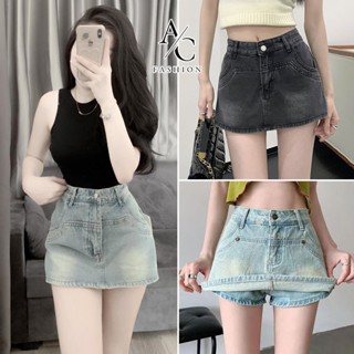 Chân váy jean nữ ngắn chữ A có lót quần bên trong Avocado, Quần giả chân váy nữ 2 màu RETRO Hot Trend Sexy