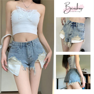Quần Short Rách Jean Nữ Lưng Cao BEUSHOP Quần Đùi Jeans Cạp Cao Ống Rộng Ôm Eo Co Giãn HOTTREND 2025